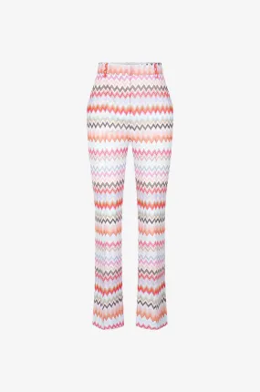 Pantalon raccourci évasé en maille zigzags